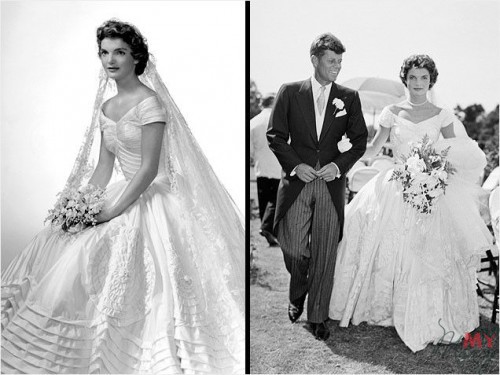 Жаклин вышла замуж за Кеннеди в классическом подвенечном платье