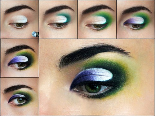 Фото пошагового новогоднего макияжа для зелёных глаз (фото: foto-tur.ru)
